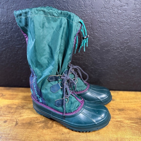 Sorel Shoes - Sorel Free Spirit Teal Purple Nylon‎ Rubber Winter Snow Boots Women Size 9